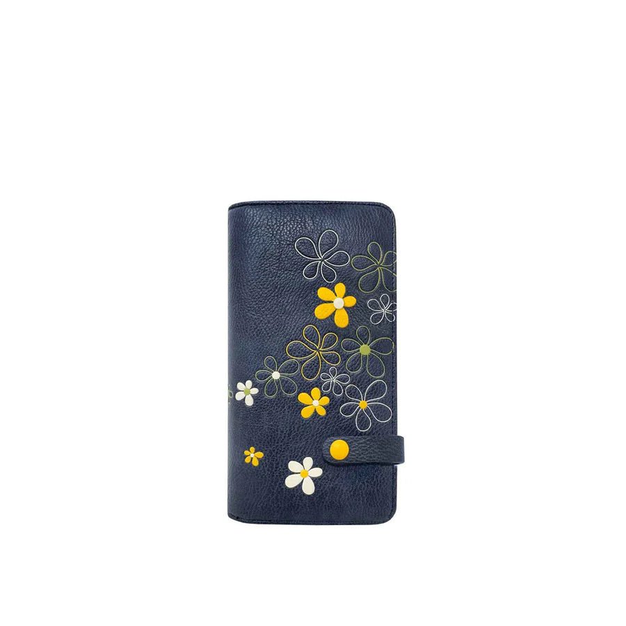 Navy blue phone case with floral designs on a white background - okotoks hc pharmacy