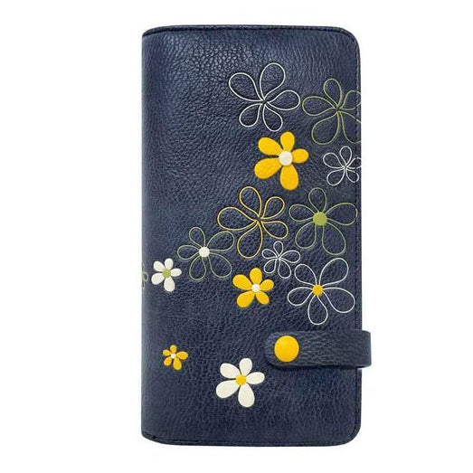 Navy blue phone case with floral designs on a white background - okotoks hc pharmacy