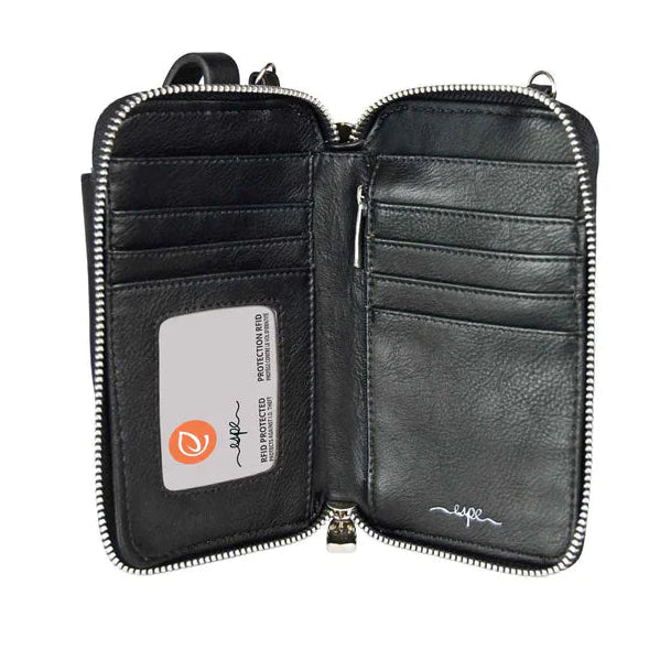 Black wallet with zipper on a white background - okotoks hc pharmacy