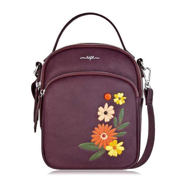 Purple handbag with floral embroidery on a white background - okotoks hc pharmacy