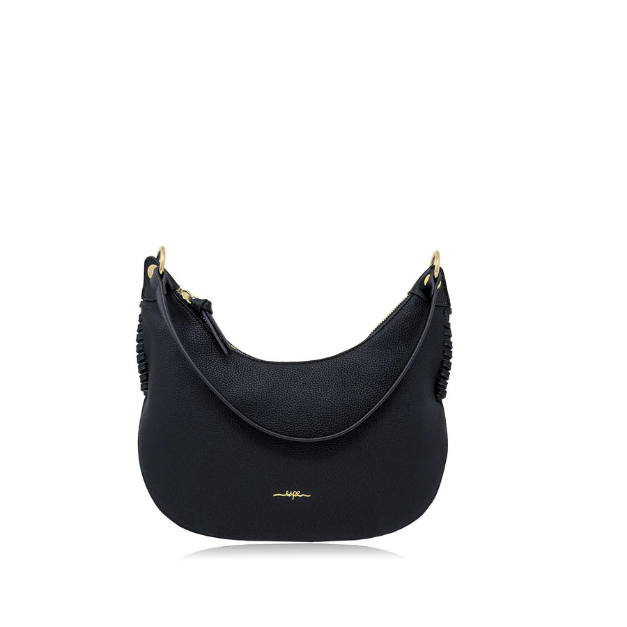 Black handbag with gold accents on a white background - okotoks hc pharmacy