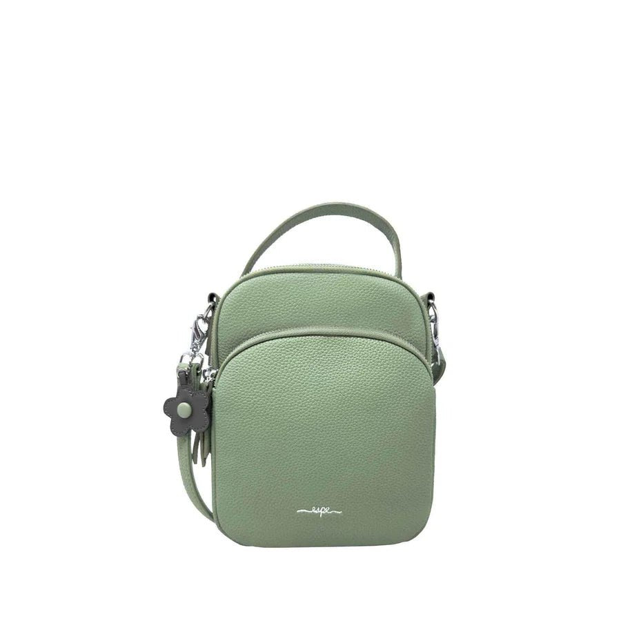 Green handbag with a chain detail on a white background - okotoks hc pharmacy