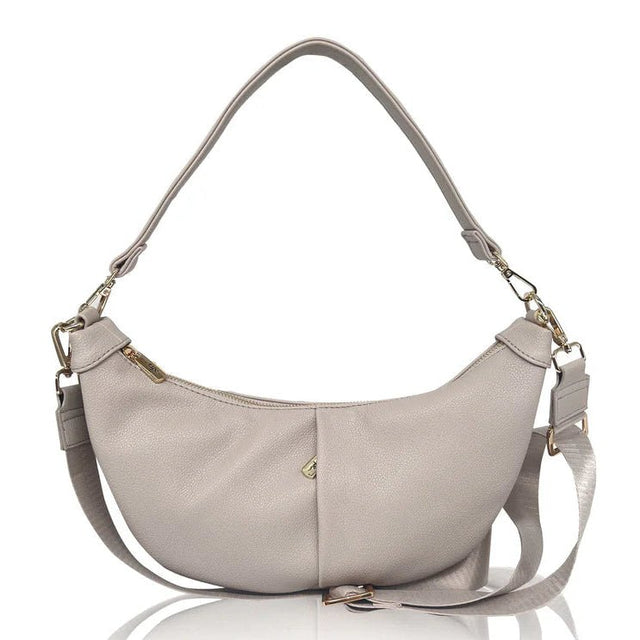 Gray handbag with a reflective surface on a white background - okotoks hc pharmacy