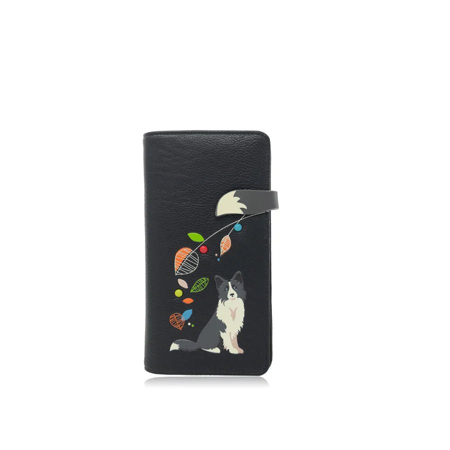 Black wallet with a dog illustration on a white background - okotoks hc pharmacy