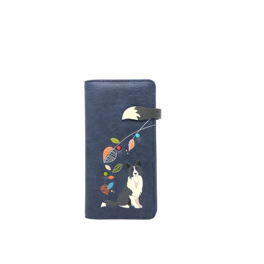 Blue wallet with dog illustration on a white background - okotoks hc pharmacy
