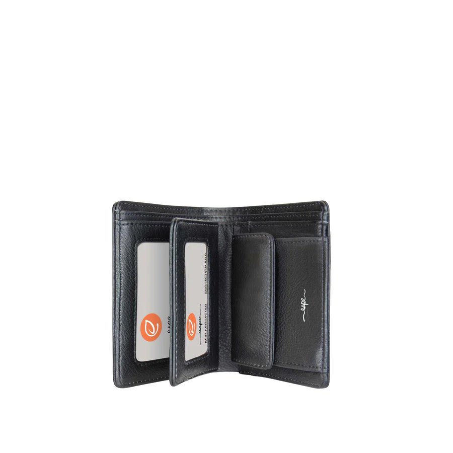 Black wallet with card slots on a white background - okotoks hc pharmacy