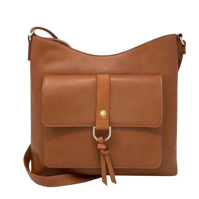 Brown crossbody bag on a white background - okotoks hc pharmacy