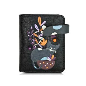 Black wallet with floral design on a white background - okotoks hc pharmacy