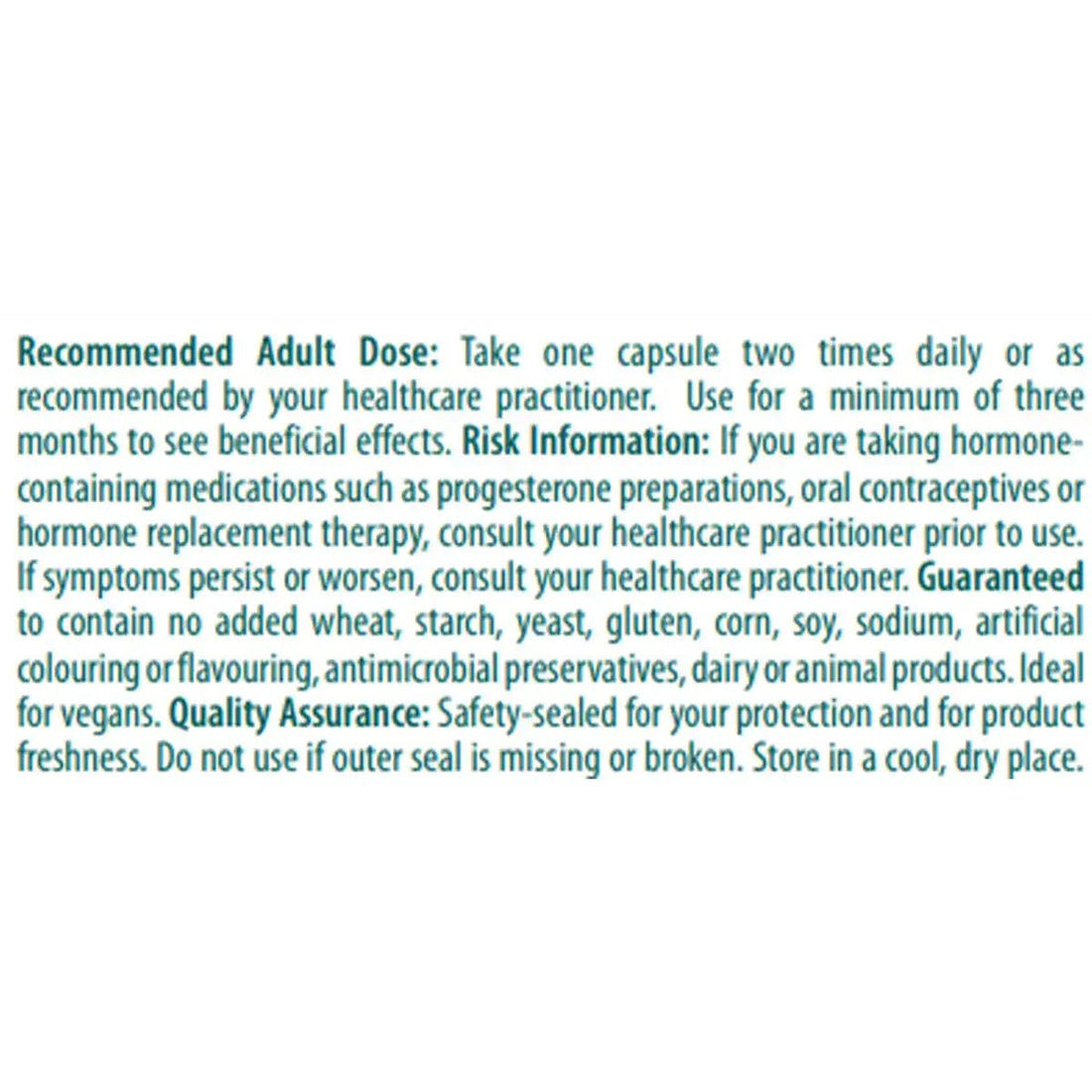 Text on a white background providing information about a recommended adult dose and product details. - okotoks hc pharmacy