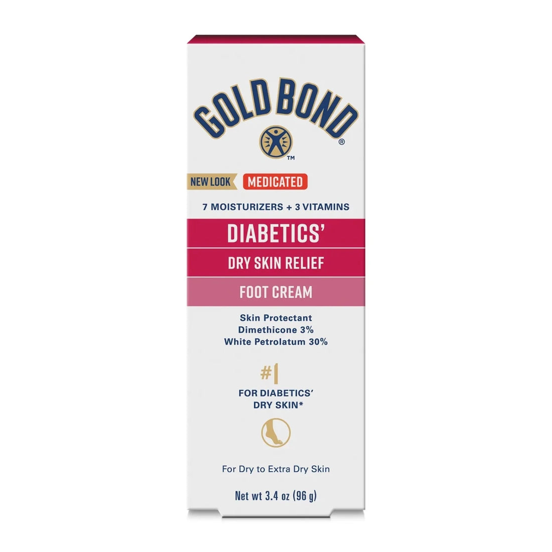 Gold Bond Diabetics' Dry Skin Relief Foot Cream packaging on a white background - okotoks hc pharmacy