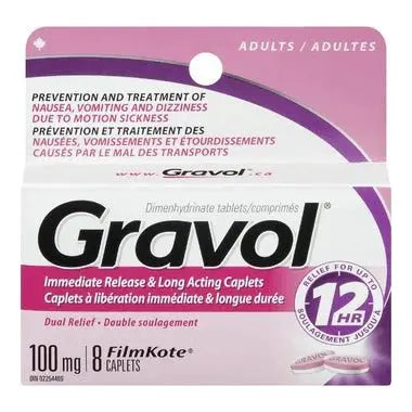 Gravol Long Action Dual Relief CPLT 100MG 8 - #shop_name