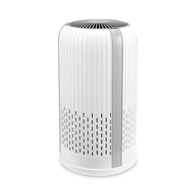 White air purifier with a perforated design on a white background - okotoks hc pharmacy