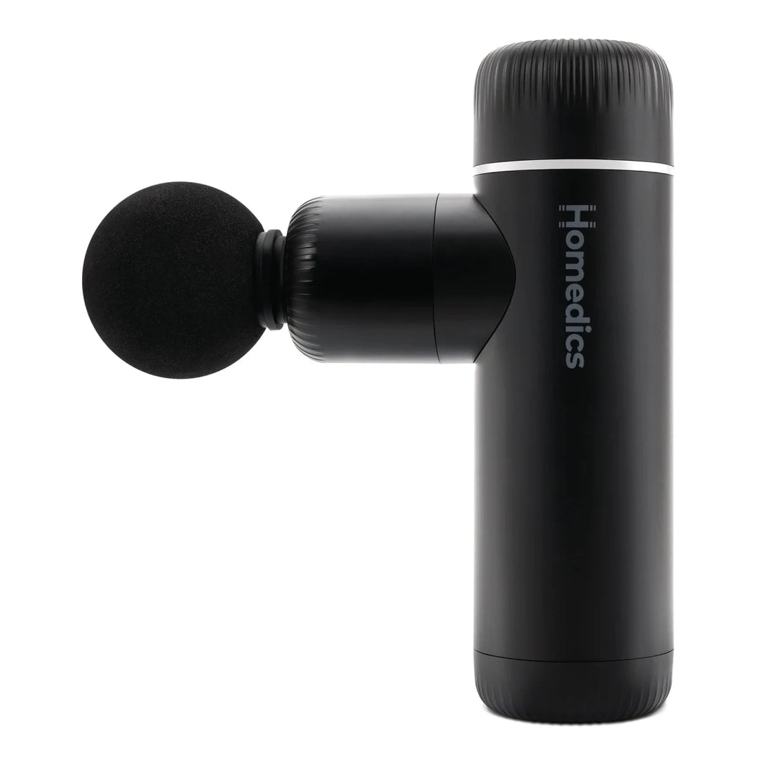 Black massage gun with 'Homedics' branding on a white background - okotoks hc pharmacy