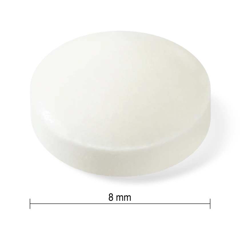 White circular object with a measurement label indicating 8 mm on a white background - Okotoks HC Pharmacy