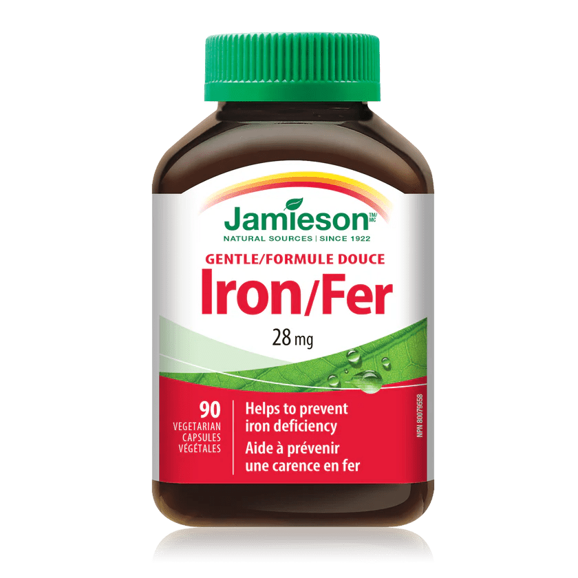 Jar of Jamieson Iron supplement on a white background - Okotoks HC Pharmacy
