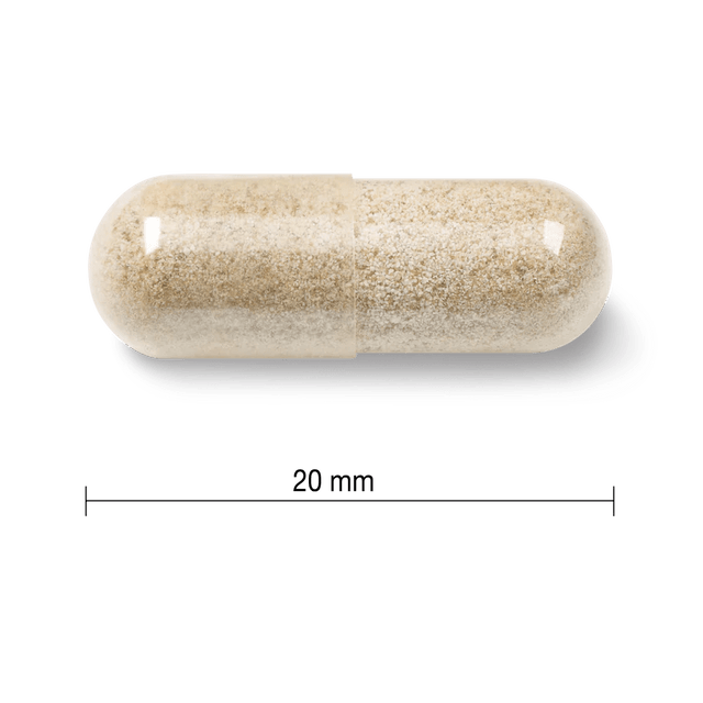Beige capsule pill with a measurement label on a white background - Okotoks HC Pharmacy