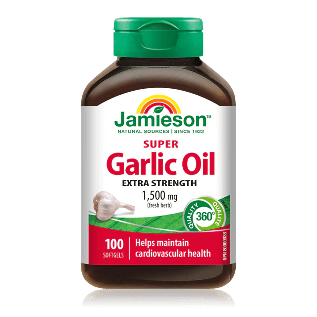 Jamieson super garlic oil extra strength 1500mg 100 softgels - Okotoks HC Pharmacy