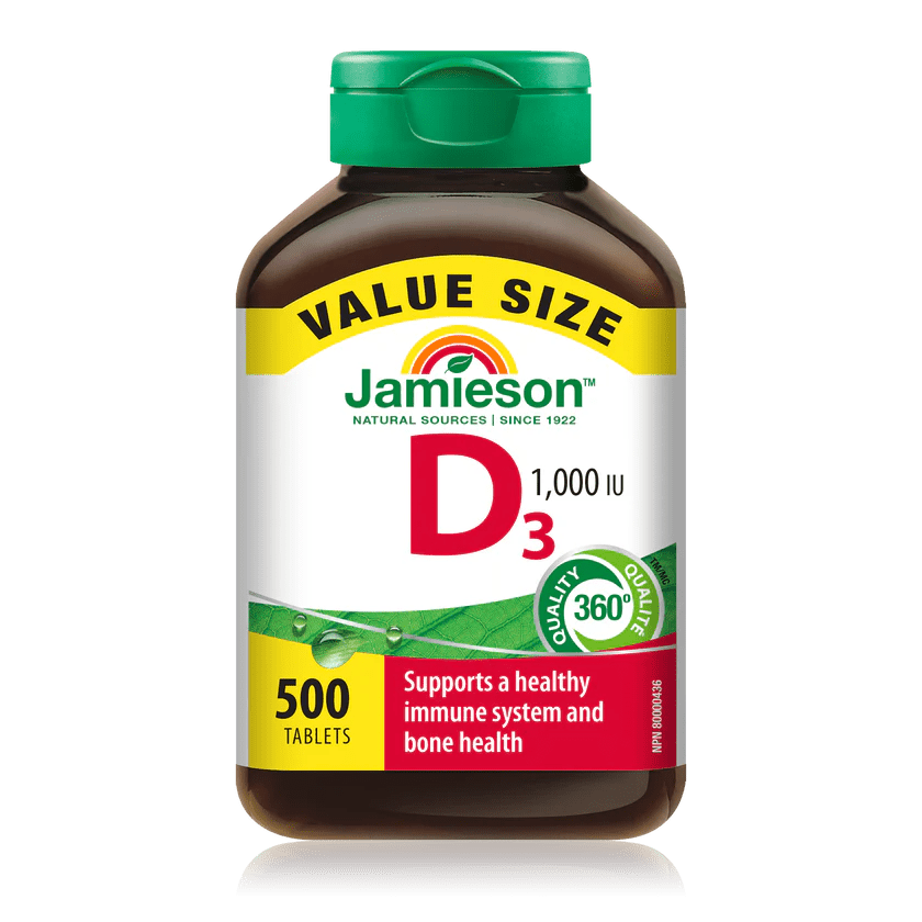 Jamieson D3 vitamin supplement bottle on a white background - okotoks hc pharmacy