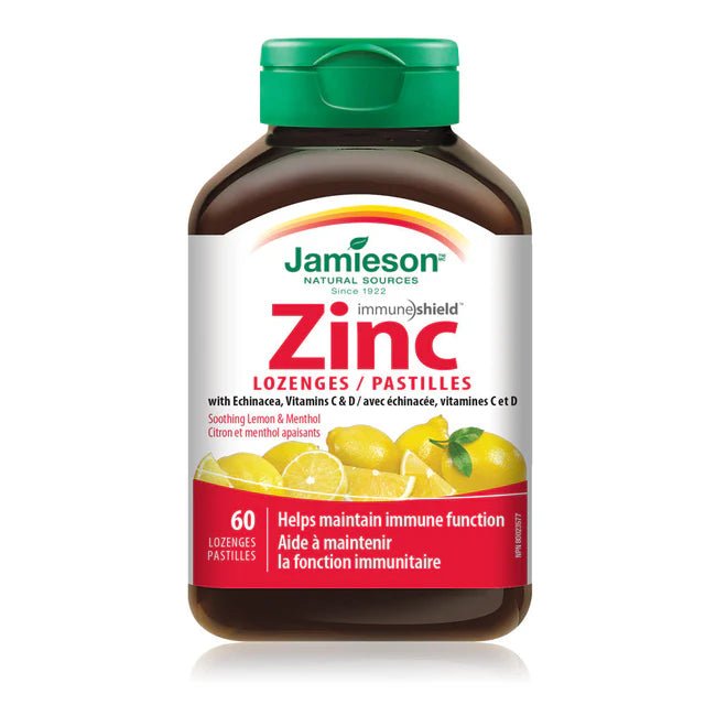 Jamieson zinc lozenges lemon and menthol 60 - Okotoks HC Pharmacy