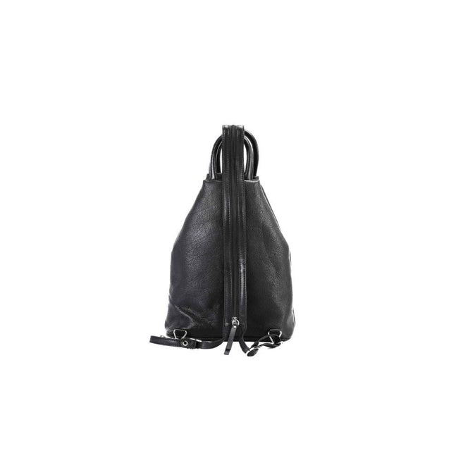 Black leather backpack on a white background - okotoks hc pharmacy