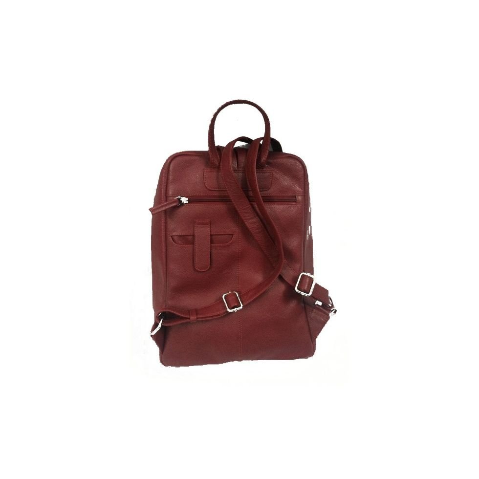 Red leather backpack on a white background - okotoks hc pharmacy