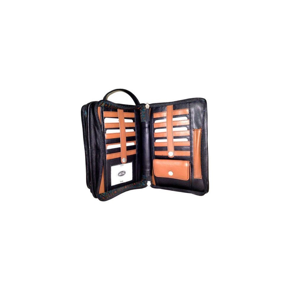 Black and brown leather organizer on a white background - okotoks hc pharmacy