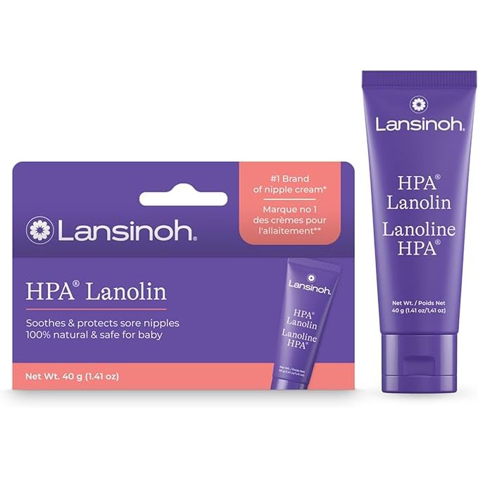 Lansinoh HPA Lanolin packaging and tube on a white background - okotoks hc pharmacy