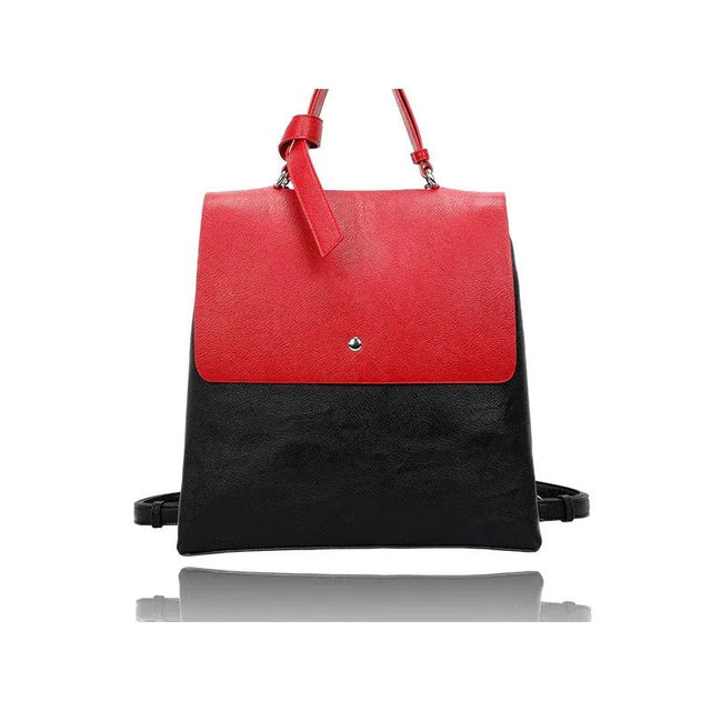 Red and black backpack on a white background - okotoks hc pharmacy