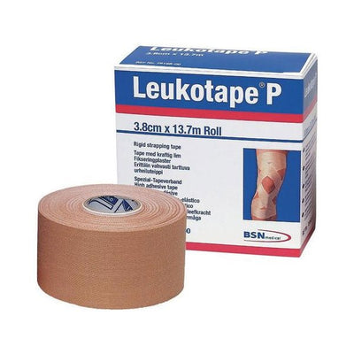 Leukotape P roll and packaging on a white background - okotoks hc pharmacy