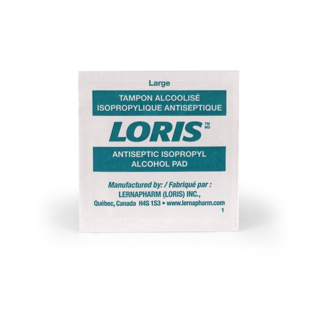 LORIS antiseptic isopropyl alcohol pad packaging on a white background - okotoks hc pharmacy