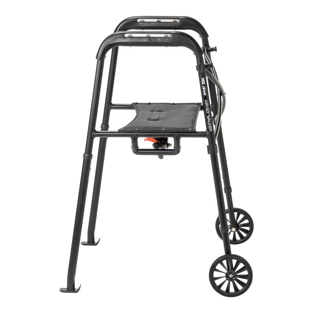 Black walker with wheels on a white background - okotoks hc pharmacy