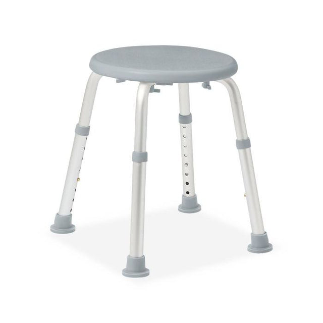 Adjustable height stool with gray seat and white legs on a white background - okotoks hc pharmacy
