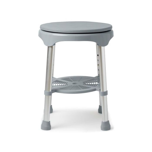 Gray shower stool with a seat on a white background - okotoks hc pharmacy