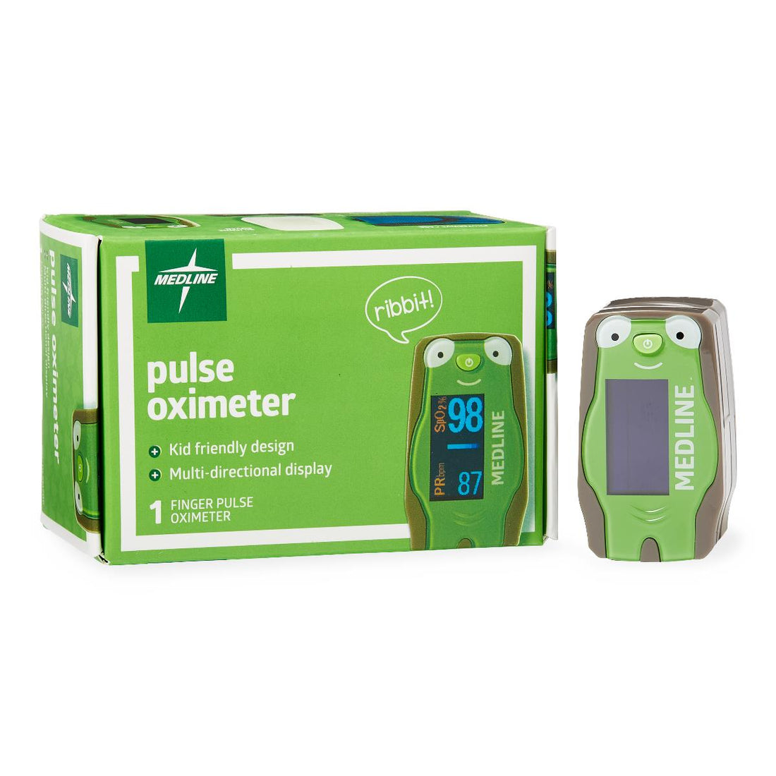 Medline pulse oximeter packaging with green and white design - okotoks hc pharmacy