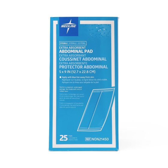 Medline abdominal pad packaging on a white background - okotoks hc pharmacy