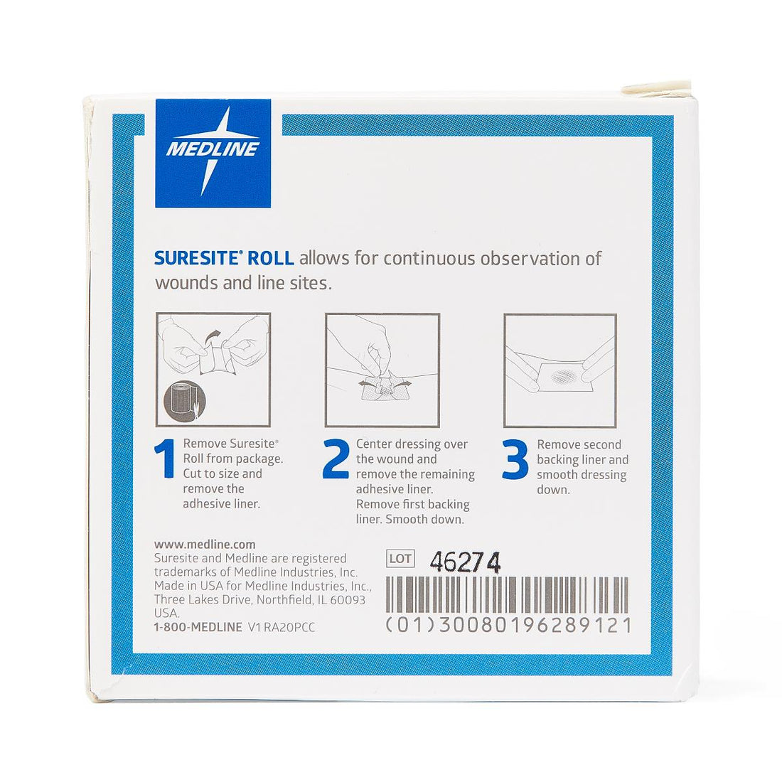 Medline Suresite Roll packaging with instructions and branding on a white background - okotoks hc pharmacy