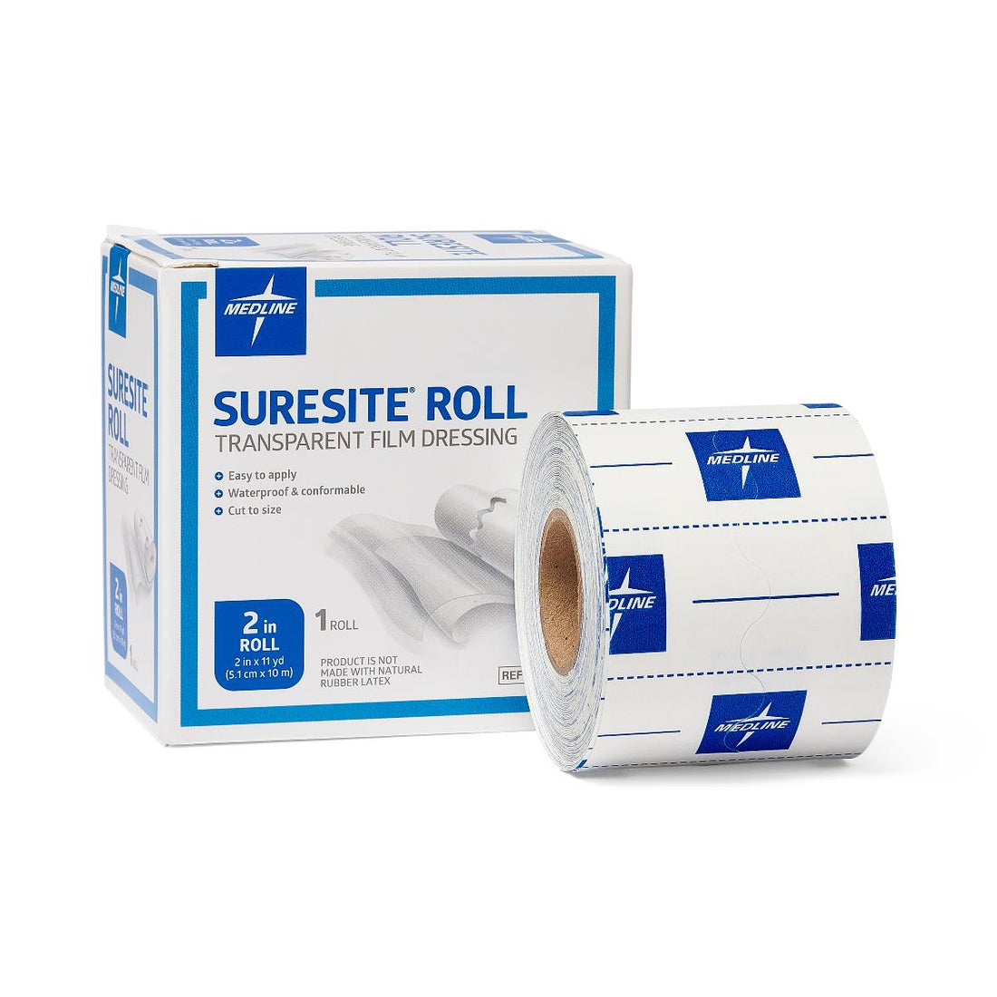 Medline Suresite Roll transparent film dressing with packaging on a white background - okotoks hc pharmacy