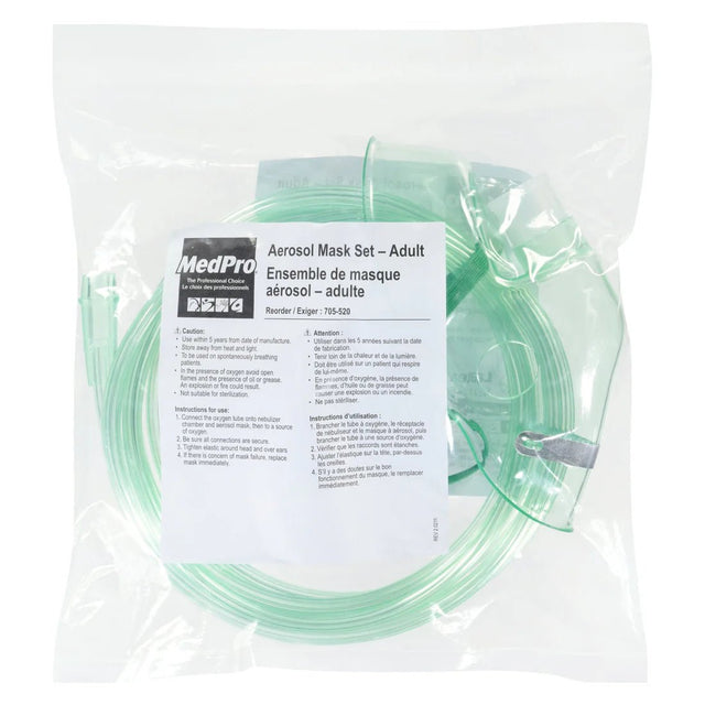 MedPro aerosol mask set for adults in clear packaging - okotoks hc pharmacy