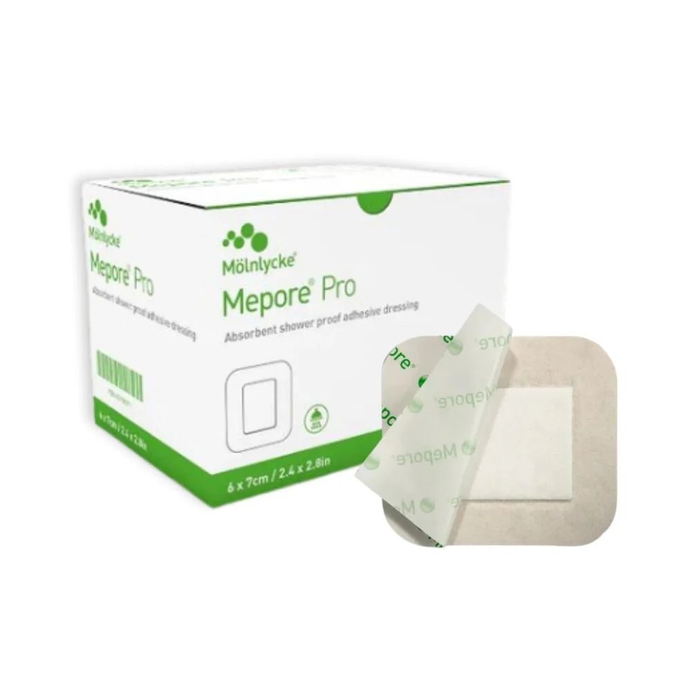 Mepore Pro dressing packaging with a single dressing on a white background - okotoks hc pharmacy