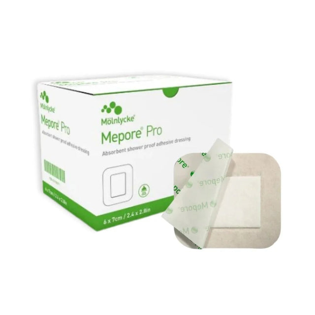 Mepore Pro dressing packaging with a single dressing on a white background - okotoks hc pharmacy
