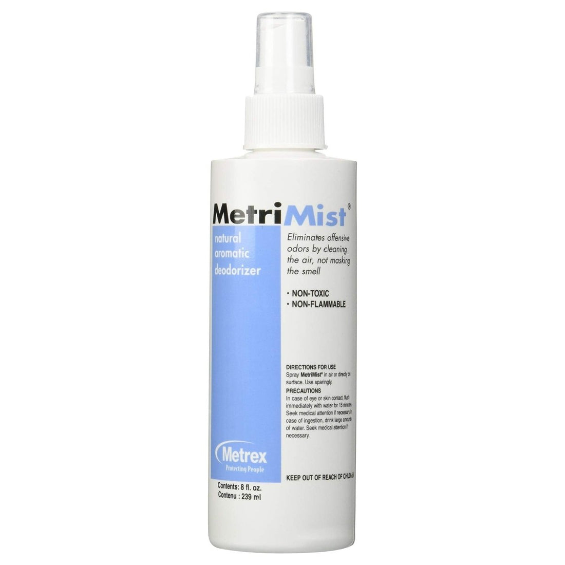 MetriMist deodorizer spray bottle on a white background - okotoks hc pharmacy