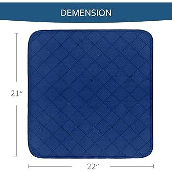 Blue quilted mat with dimensions 21" x 22" on a white background - okotoks hc pharmacy