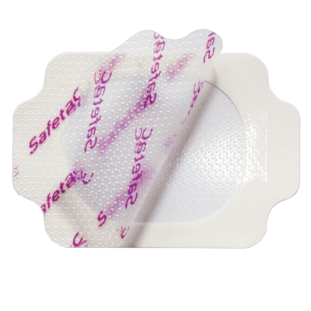 White adhesive patch with purple text on a white background - okotoks hc pharmacy