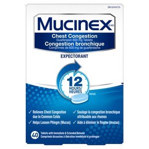Mucinex Chest Congestion 12H Guaifenesin 600 mg 40 Tabs - Okotoks HC Pharmacy