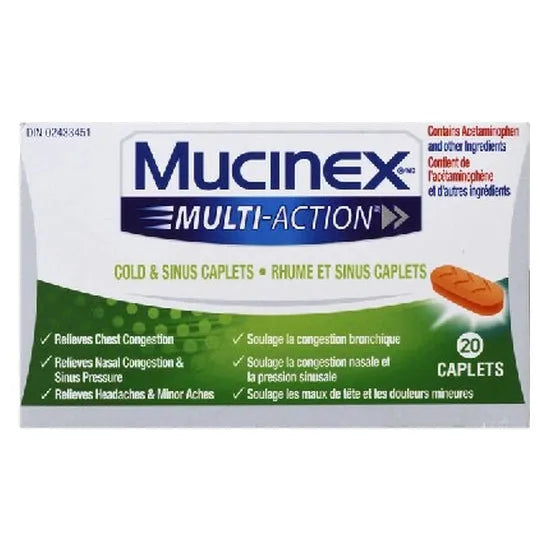 Mucinex Multi-Action Cold & Sinus 20 Caplets -Okotoks HC Pharmacy