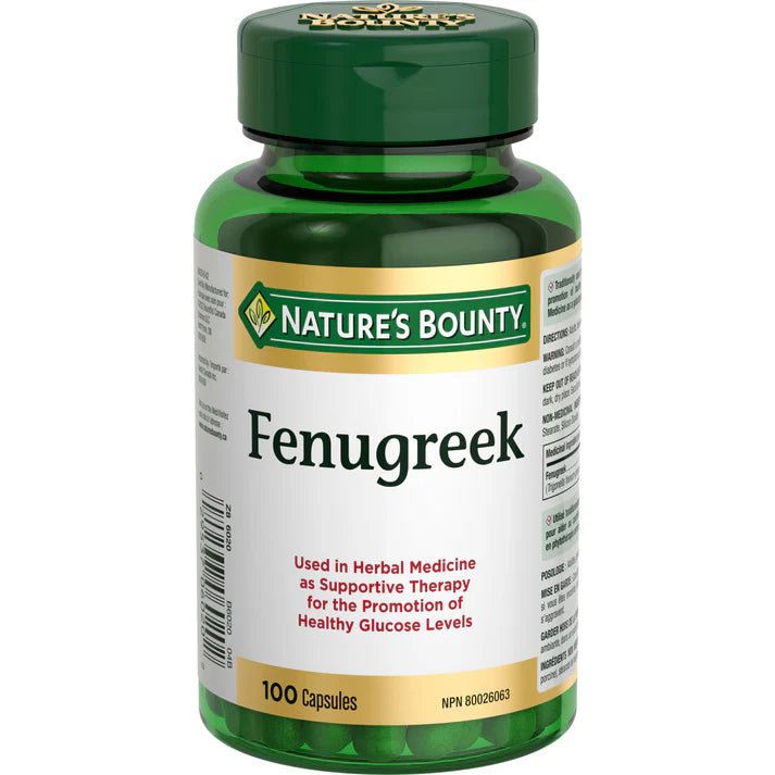 Nature's Bounty Fenugreek supplement bottle on a white background - okotoks hc pharmacy