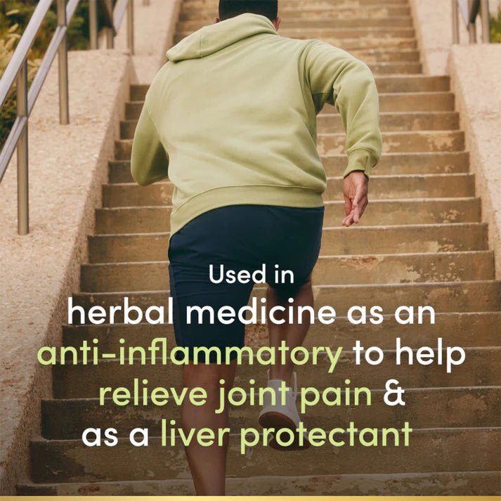 Person walking up stairs with text about herbal medicine benefits - okotoks hc pharmacy
