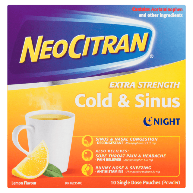 Neocitran Extra Strength Cold & Sinus Night package - Okotoks HC Pharmacy