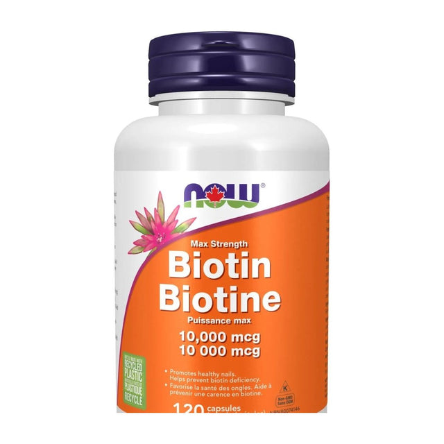 NOW Biotin 10,000MCG 120 Capsules Max Strength - Okotoks HC Pharmacy