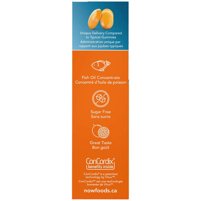 Orange and blue packaging of fish oil concentrate with text on a white background - okotoks hc pharmacy